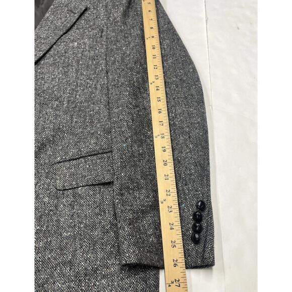 Vintage Stanford Executive Virgin Wool Black/Gray Tweed Blazer Jacket Size 46L - Picture 14 of 16